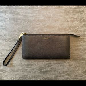 COACH Slim Clutch/Wristlet Black with Gold Accents